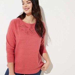NWT LOFT Embroidered Floral Eyelet Sweatshirt